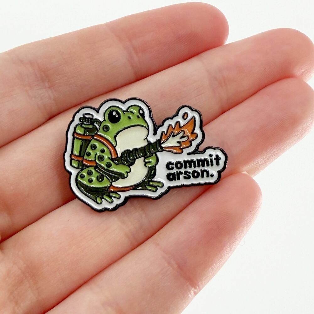 Commit Arson Funny Frog Soft Enamel Pin
